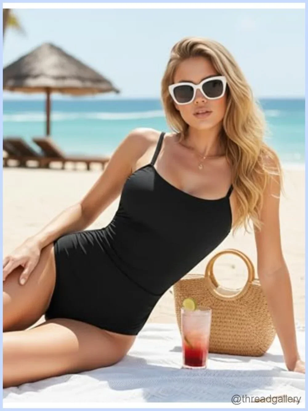 Women's One-Piece Swimsuit Square Neck Ruched Waist Adjustable Straps Full